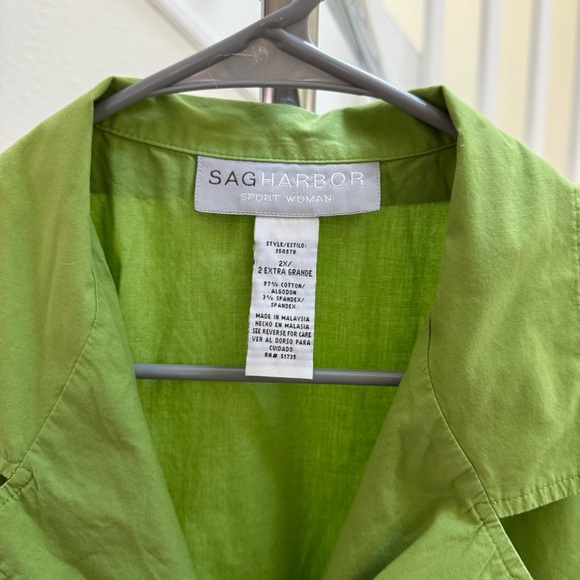 Vintage SAG HARBOR Summer Beautiful Green Sleeveless Top Women’s Plus Size 2X - Picture 2 of 11